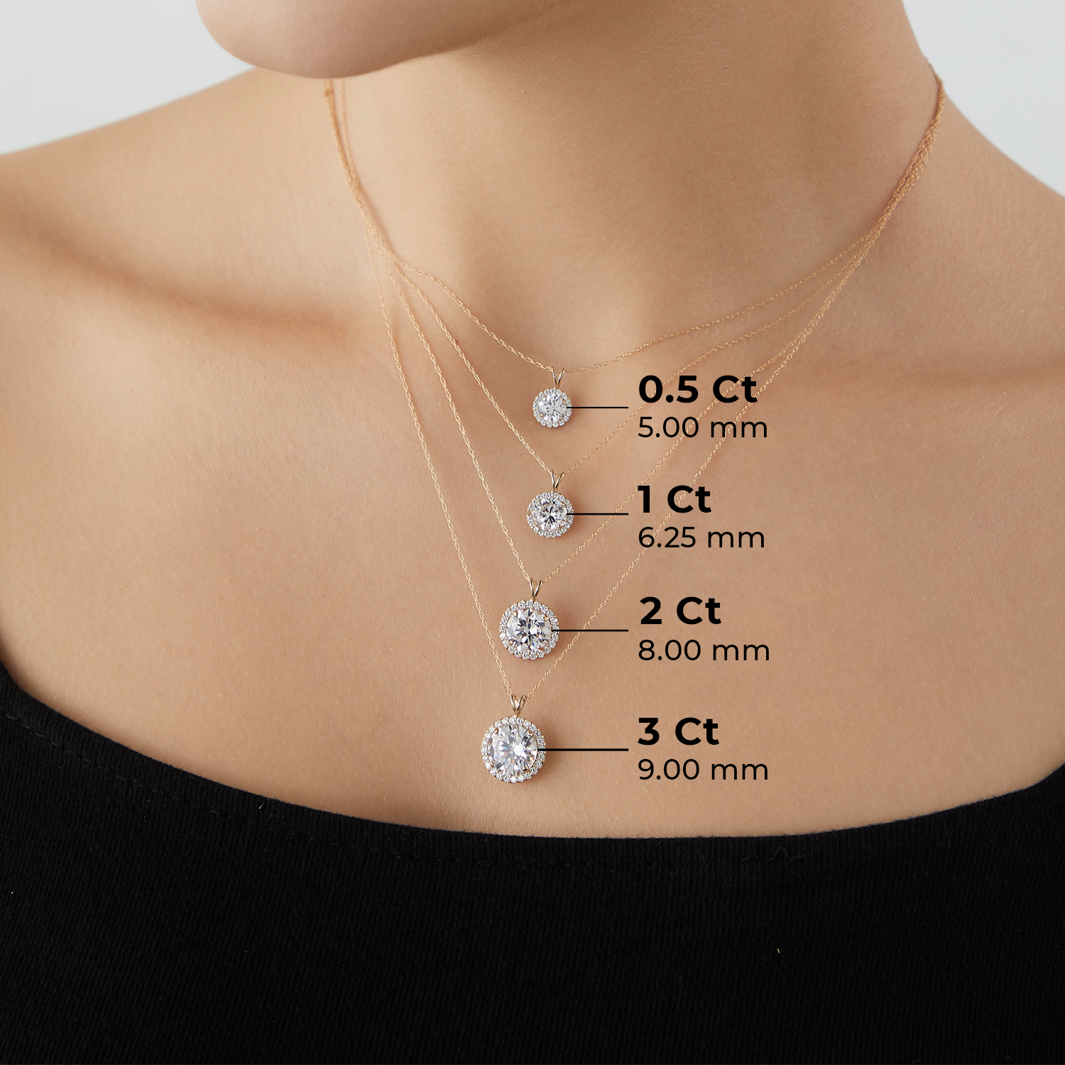 Choice of Carat Solid Gold Halo Pendant Necklace JEP27224