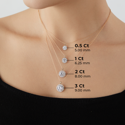 Choice of Carat Solid Gold Halo Pendant Necklace JEP27224