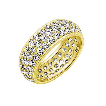 Three-Row Pave Round Cut Ring