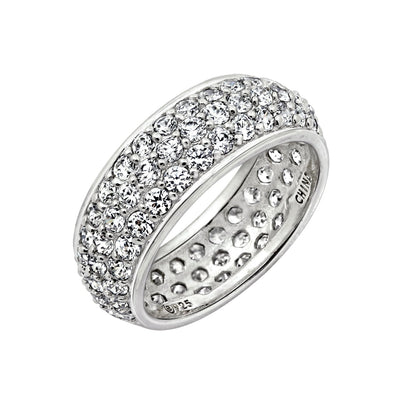 Three-Row Pave Round Cut Ring