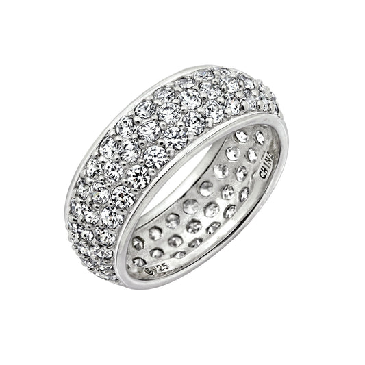 Three-Row Pave Round Cut Ring