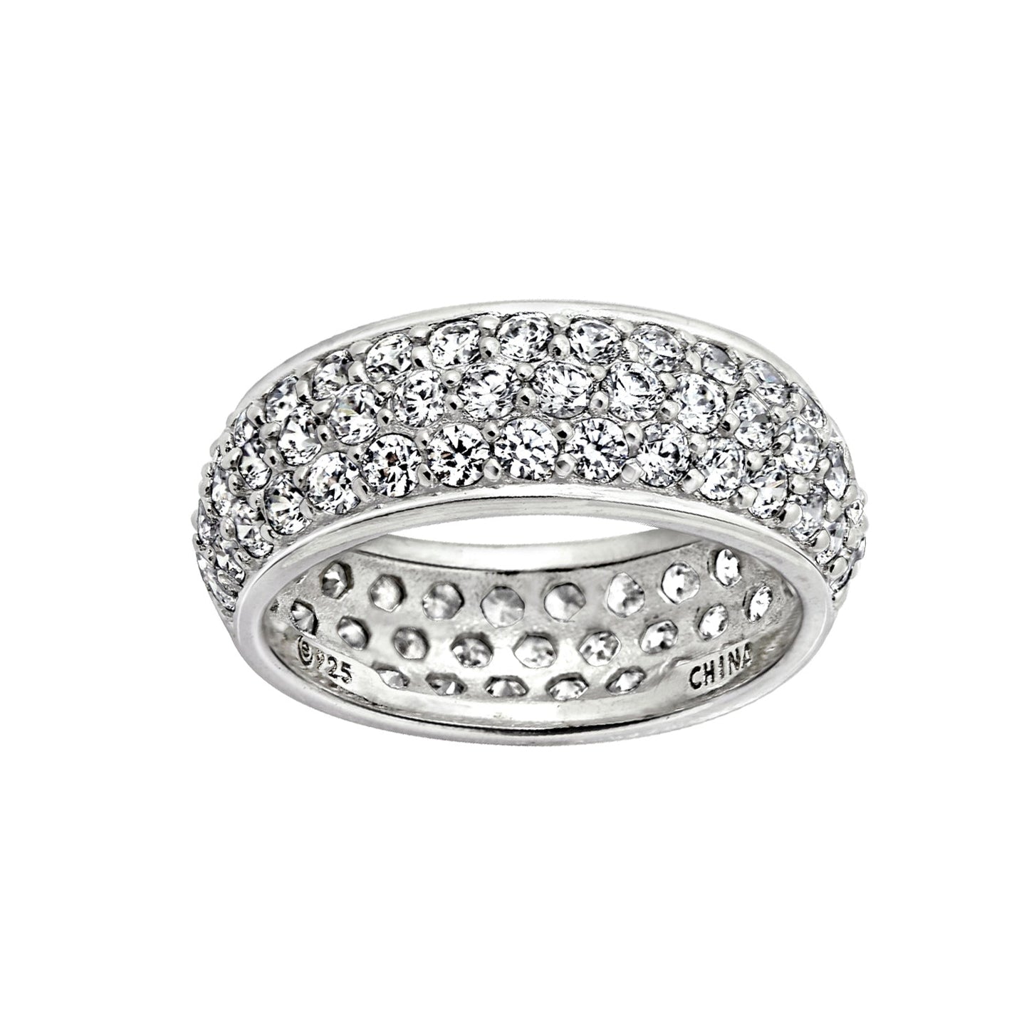 Three-Row Pave Round Cut Ring
