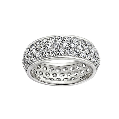 Three-Row Pave Round Cut Ring