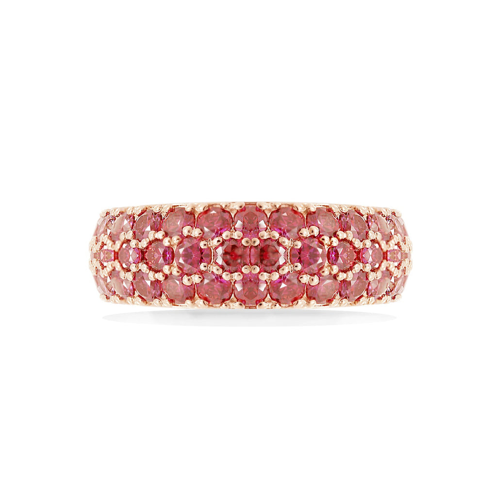 3-Row Pave Round Cut Ring