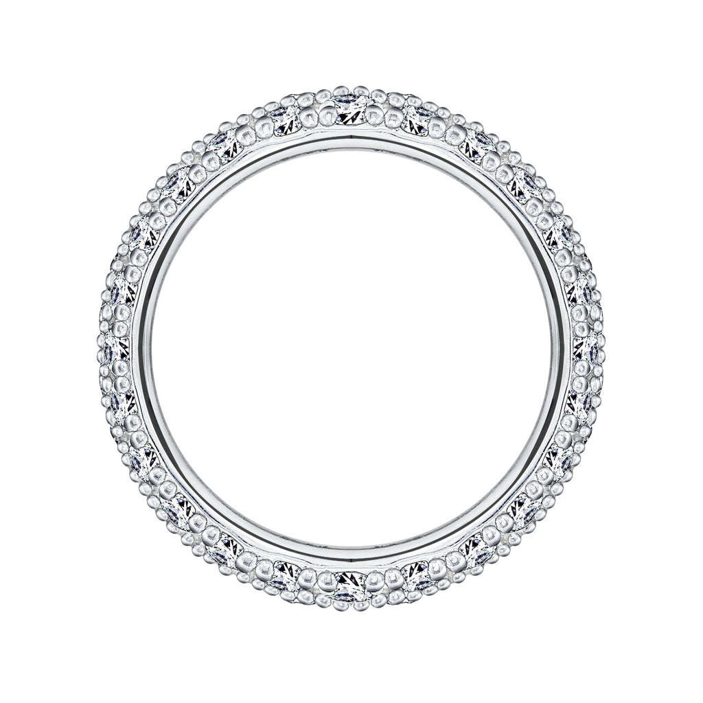 3-Row Pave Round Cut Ring