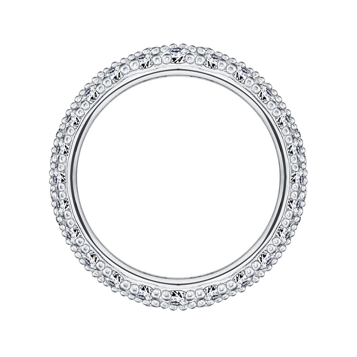 3-Row Pave Round Cut Ring