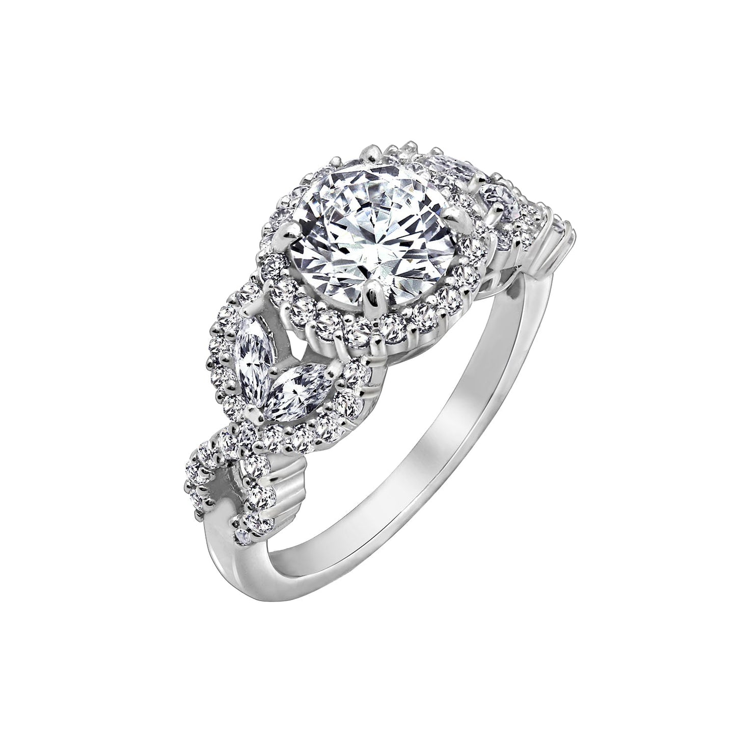 Round Halo Marquise Side Hollow Ring R2802601