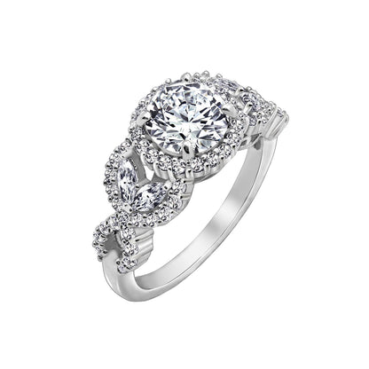 Round Halo Marquise Side Hollow Ring R2802601