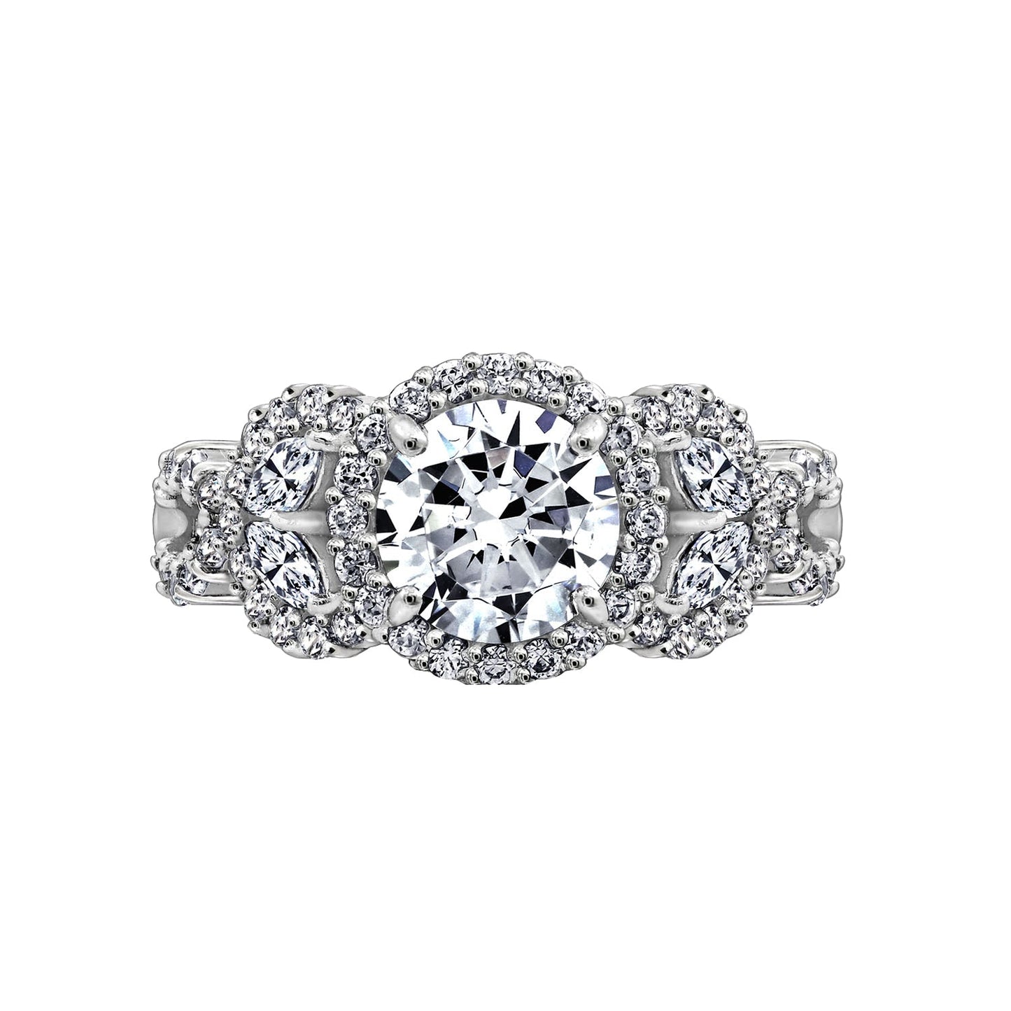 Round Halo Marquise Side Hollow Ring R2802601