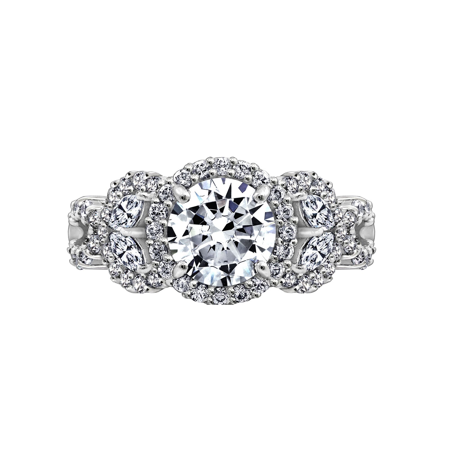 Round Halo Marquise Side Hollow Ring R2802601