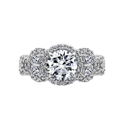 Round Halo Marquise Side Hollow Ring R2802601