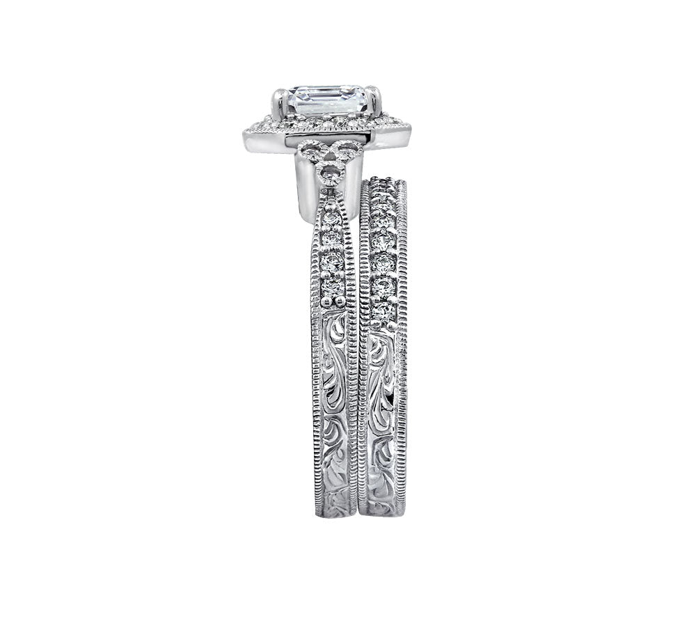 Asscher Cut Antique Ring Set