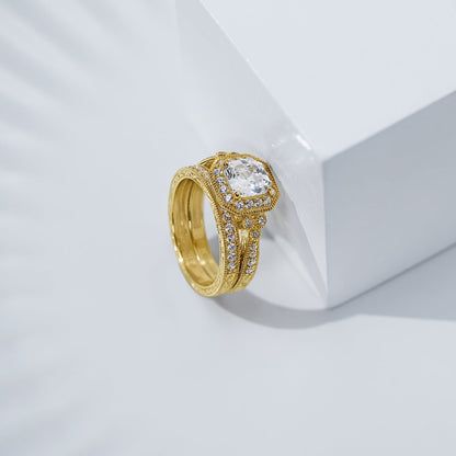 Asscher Cut Antique Ring Set