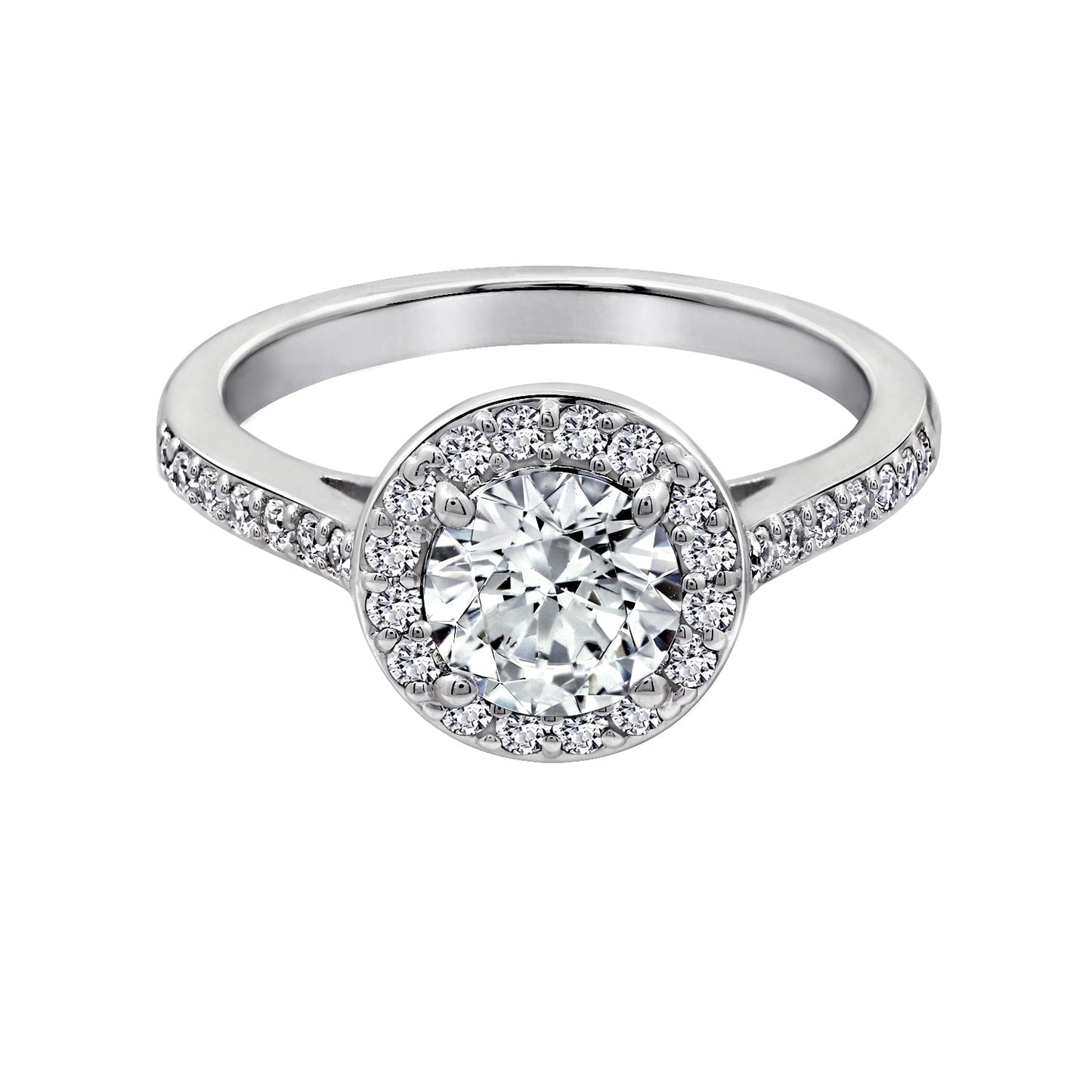 1.5 Ct Round Center Halo Ring