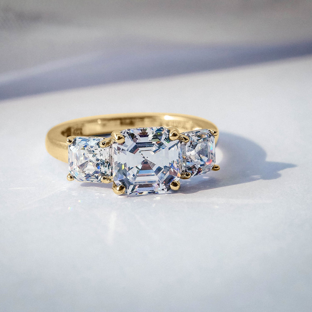 3 Cttw Asscher-Cut 3-Stone Ring