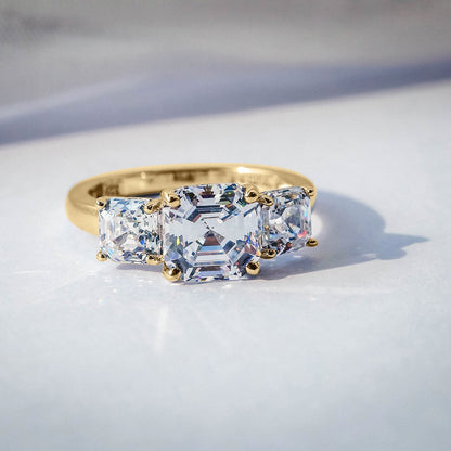 3 Cttw Asscher-Cut 3-Stone Ring