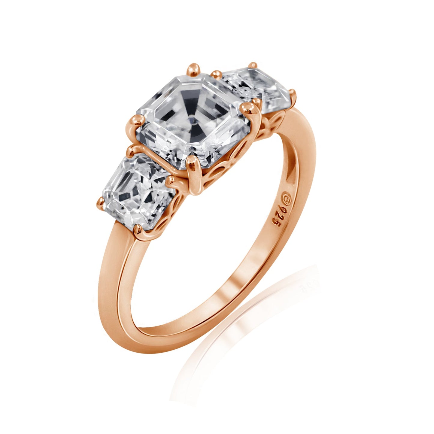 3 Cttw Asscher-Cut 3-Stone Ring