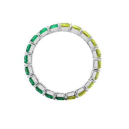 KIERA COUTURE Multicolored Princess Baguette Sterling Silver Band Ring - GEMOUR