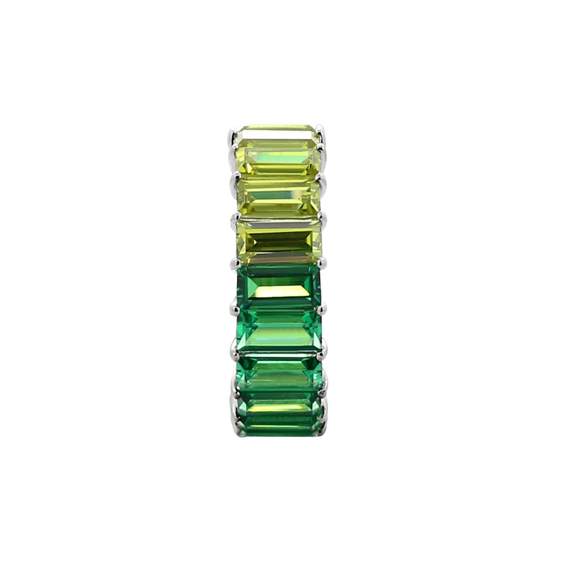 KIERA COUTURE Multicolored Princess Baguette Sterling Silver Band Ring - GEMOUR