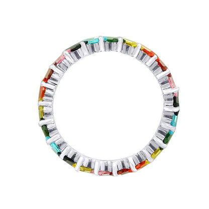 KIERA NEW YORK Platinum Clad Sterling Silver 5.28 cttw Baguette Cut Cubic Zirconia Ring