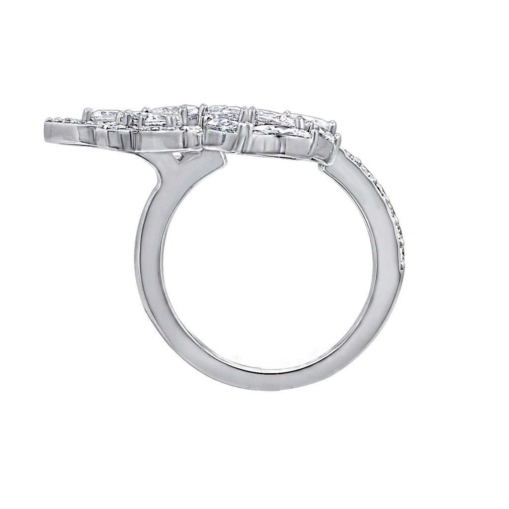 KIERA COUTURE Platinum Clad Sterling Silver Cubic Zirconia Laurel Wreath Open Ring - GEMOUR