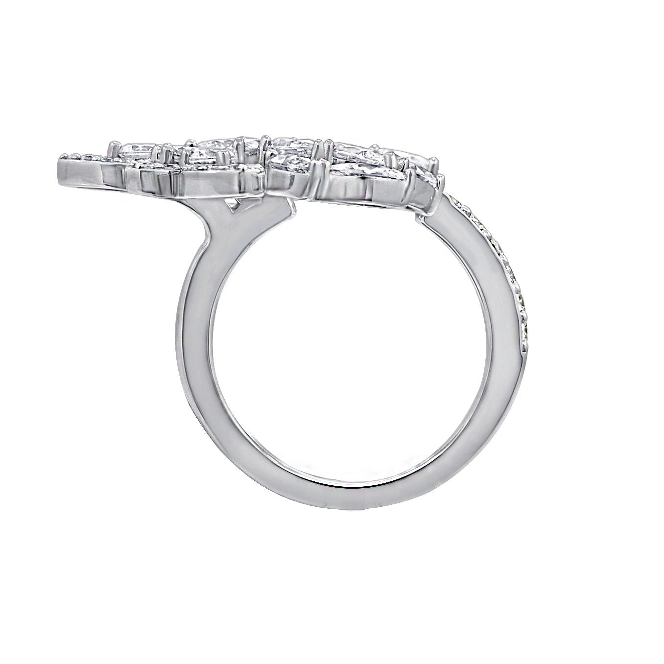 KIERA COUTURE Platinum Clad Sterling Silver Cubic Zirconia Laurel Wreath Open Ring - GEMOUR