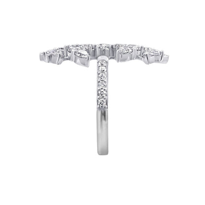 KIERA COUTURE Platinum Clad Sterling Silver Cubic Zirconia Laurel Wreath Open Ring - GEMOUR