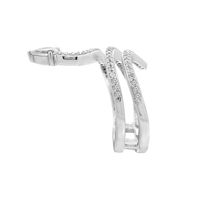 KIERA NEW YORK Sterling Silver Cubic Zirconia Coiled Snake Ring