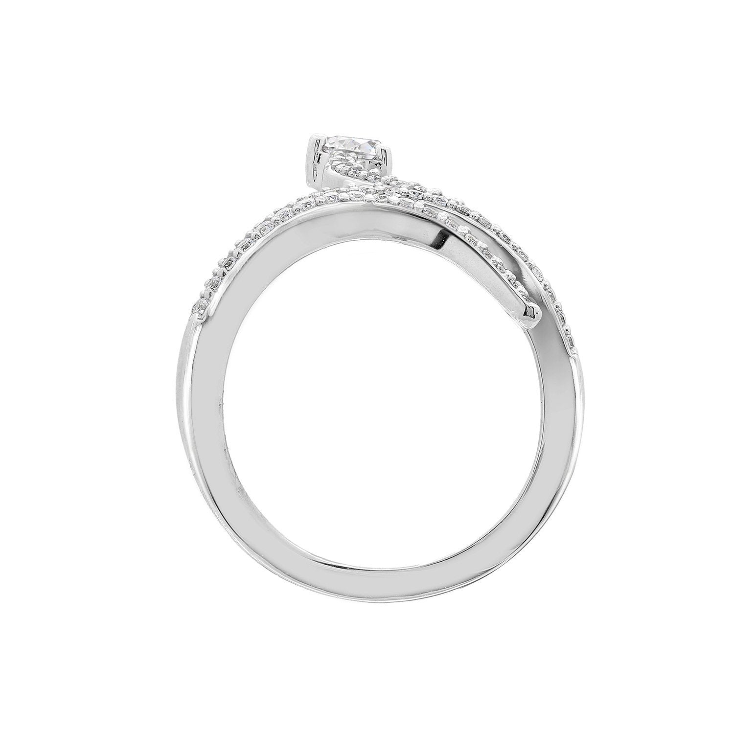 KIERA NEW YORK Sterling Silver Cubic Zirconia Coiled Snake Ring