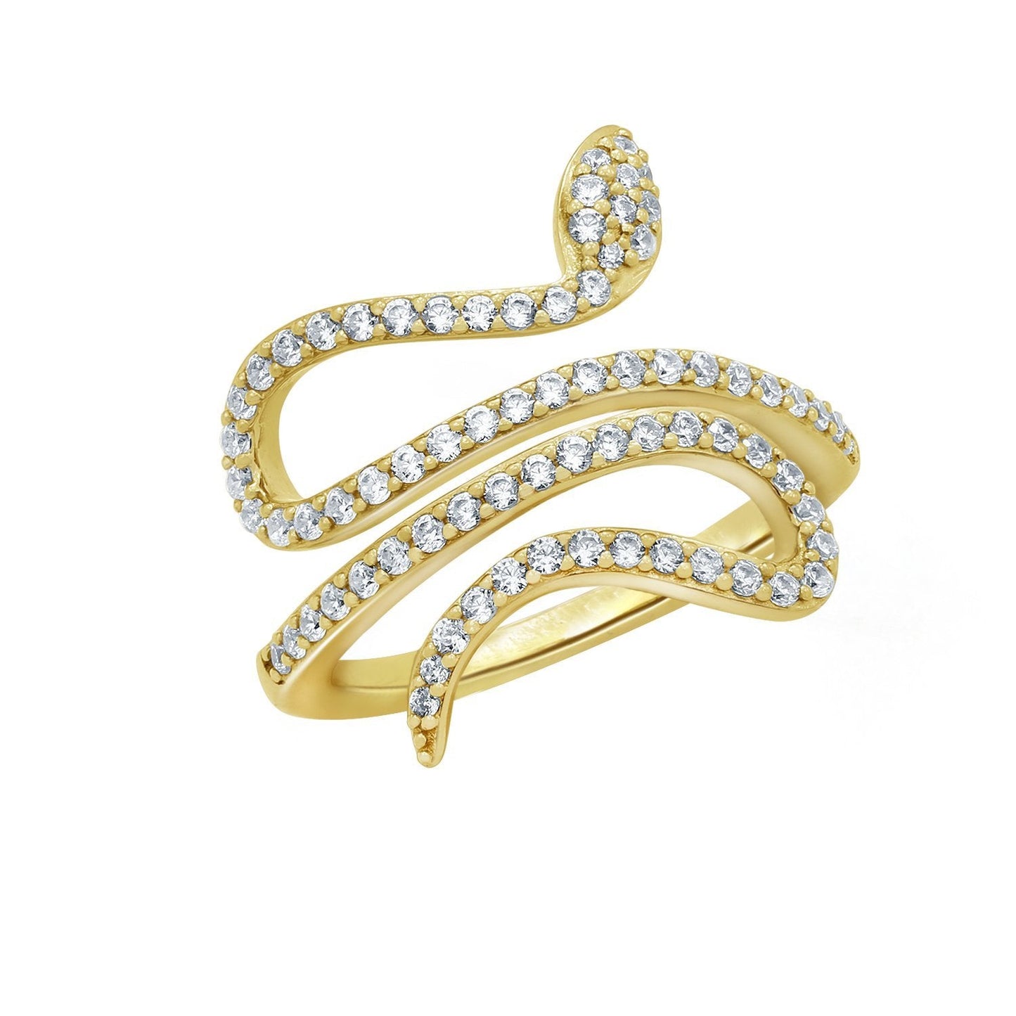 KIERA NEW YORK Sterling Silver 0.6 cttw Cubic Zirconia Bypass Swirl Snake Ring