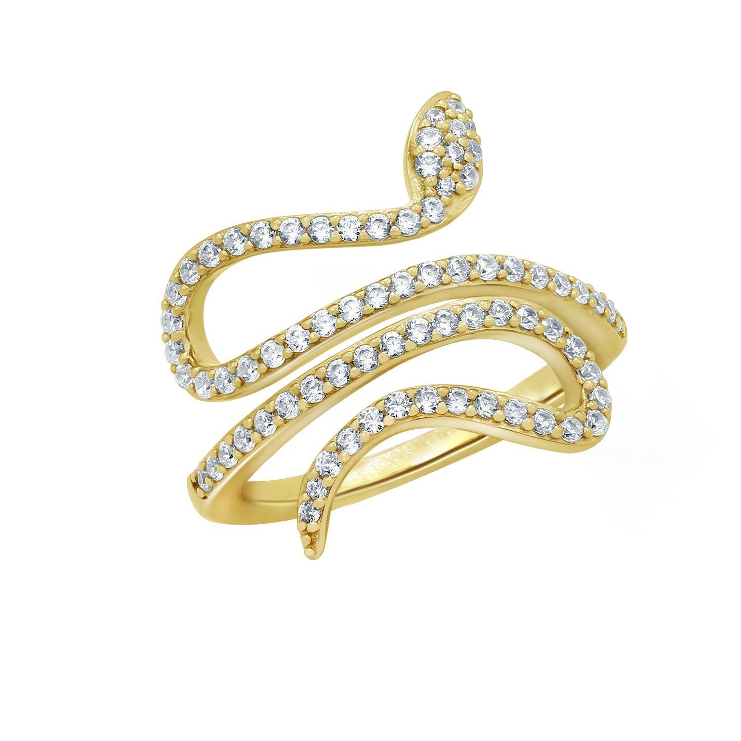 KIERA NEW YORK Sterling Silver 0.6 cttw Cubic Zirconia Bypass Swirl Snake Ring