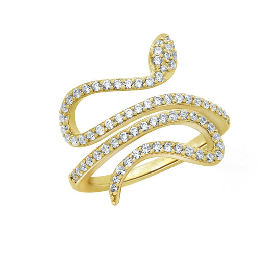 KIERA NEW YORK Sterling Silver 0.6 cttw Cubic Zirconia Bypass Swirl Snake Ring