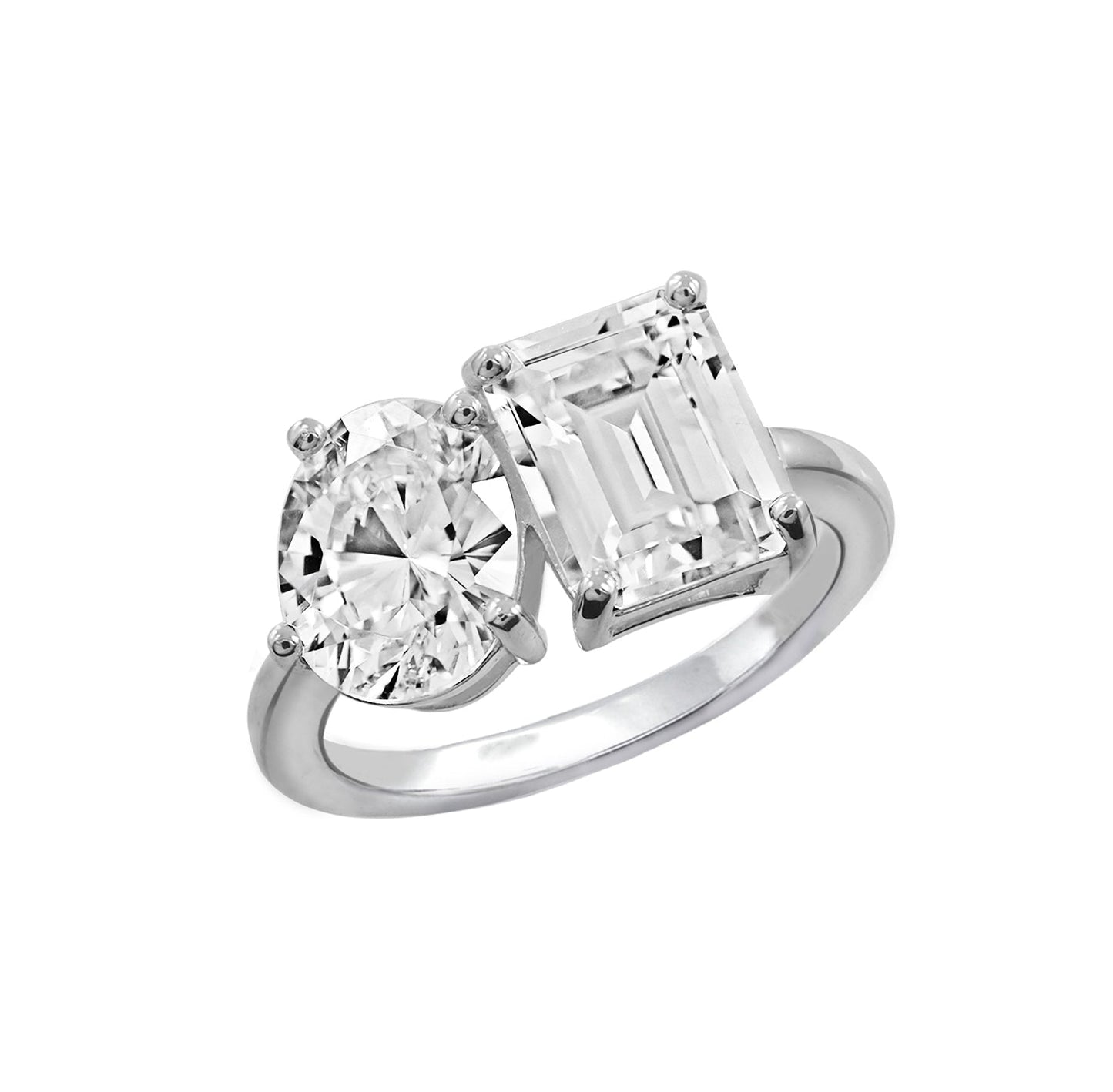 Oval and Emerald Cut Double Stone Ring JER22194