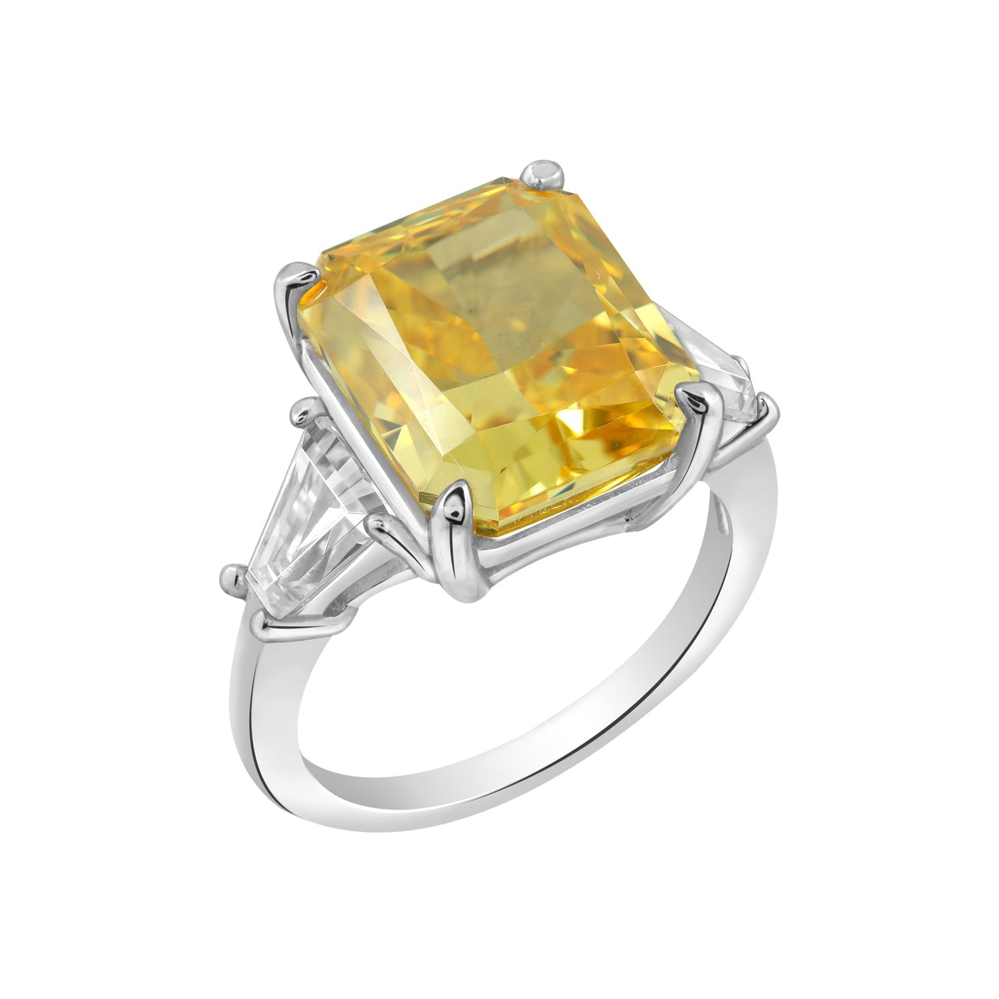 Yellow Emerald and Trapeze Cut Engagement Ring JER23968