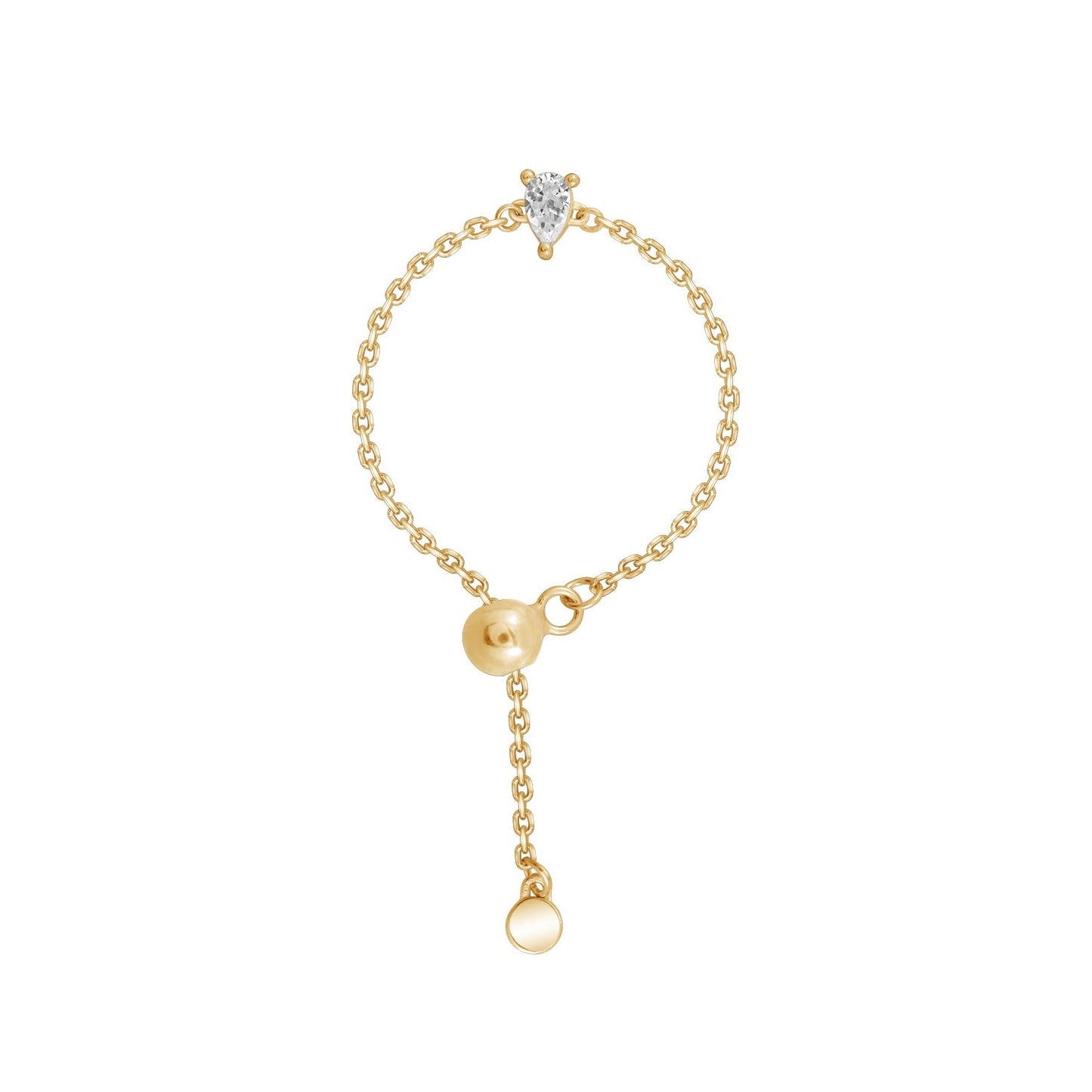 Pear Solitaire Bolo Ring