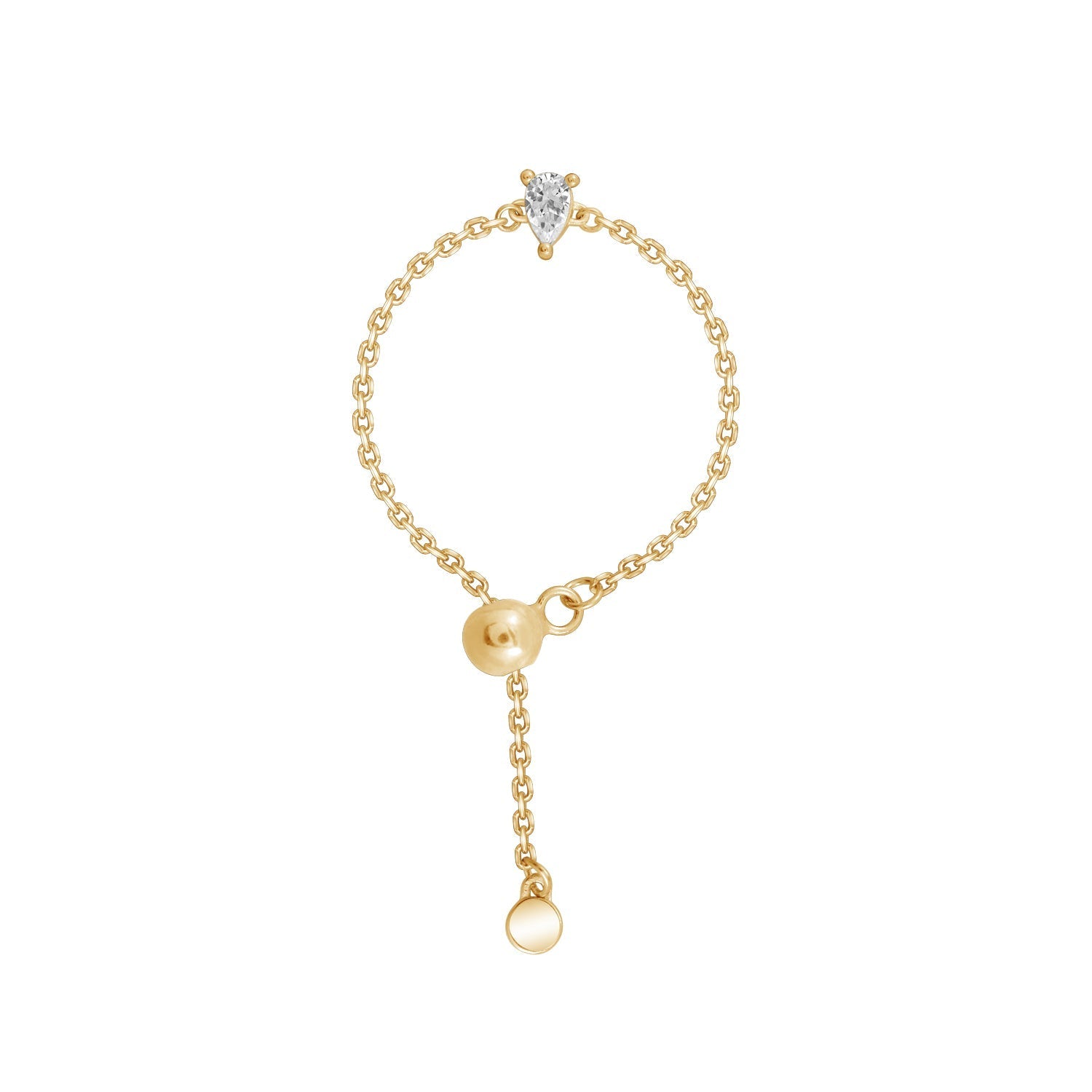 Pear Solitaire Bolo Ring