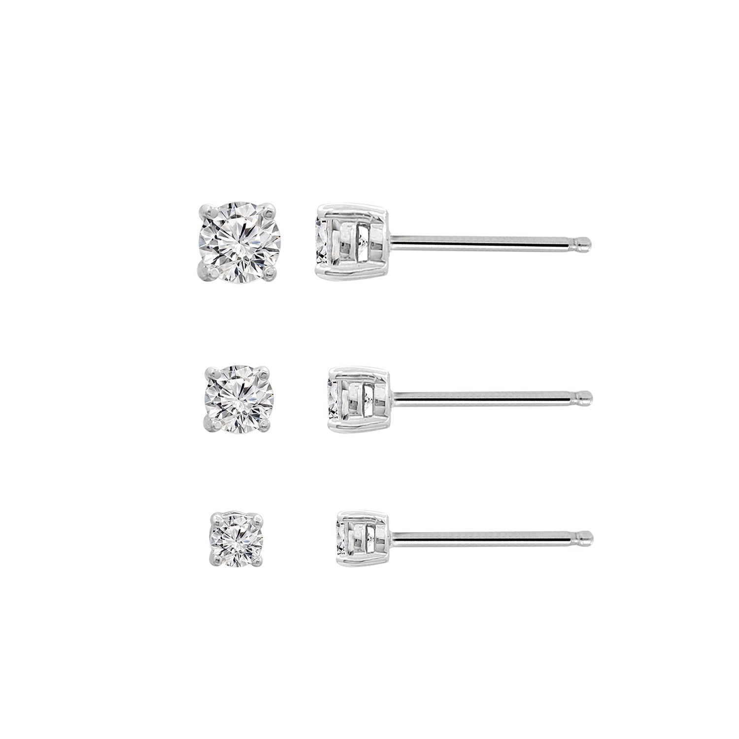 5/6/7mm Round Cut Solitaire Stud Earrings Set JES04464