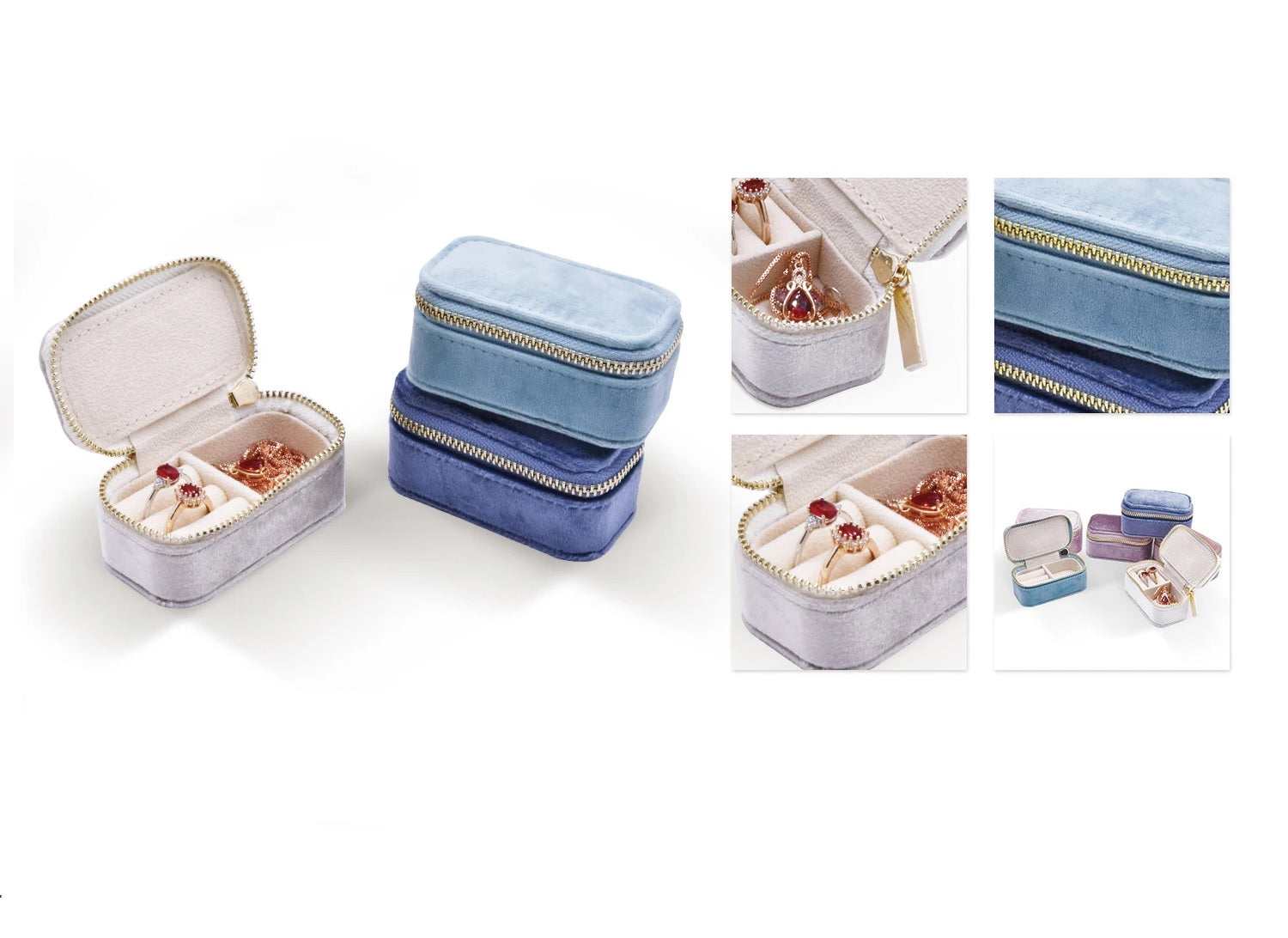 Velvet Retangle Shape Jewelry Box 85x47x38MM B006