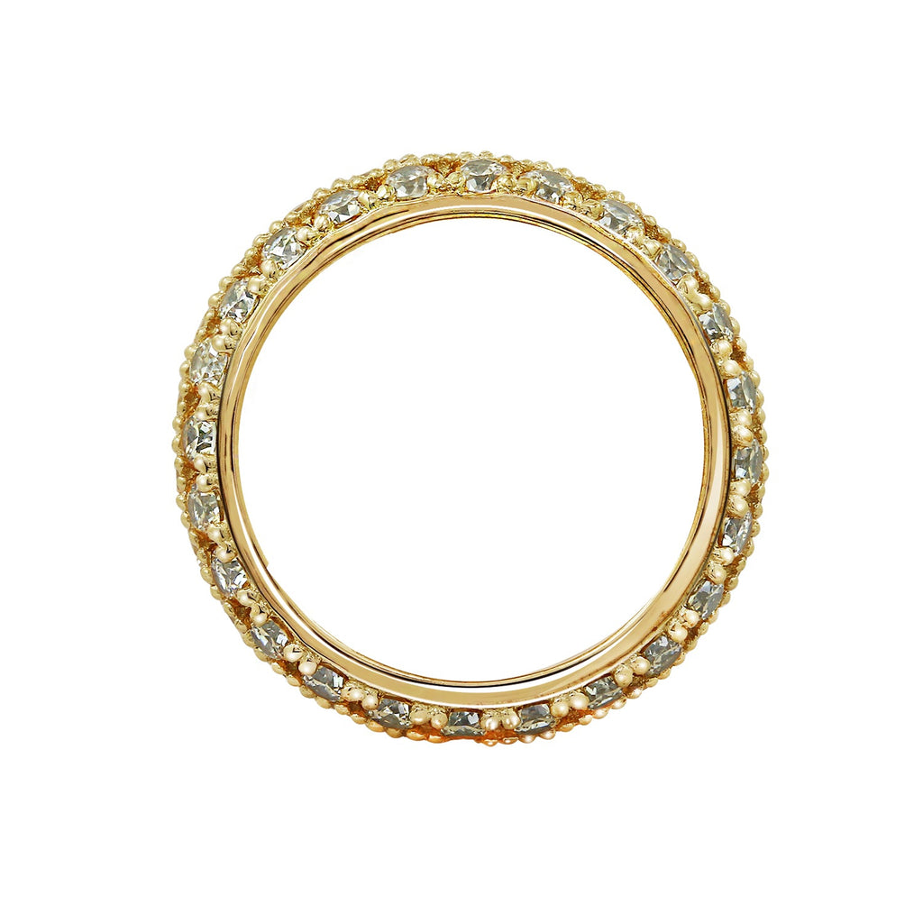 3-Row Pave Round Cut Ring